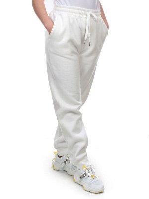 M075 WHITE Брюки спортивные женские на флисе (100% хлопок) 7986