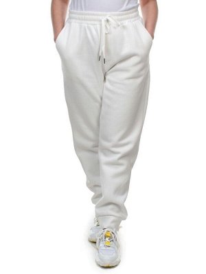 M075 WHITE Брюки спортивные женские на флисе (100% хлопок) 7986