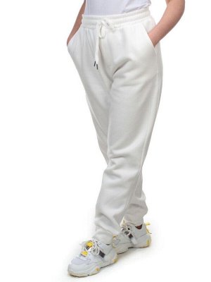 M075 WHITE Брюки спортивные женские на флисе (100% хлопок) 7986