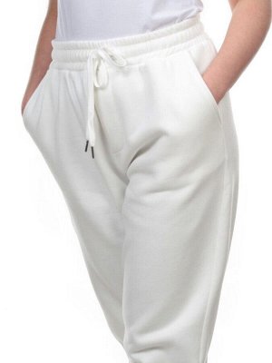 M075 WHITE Брюки спортивные женские на флисе (100% хлопок) 7986