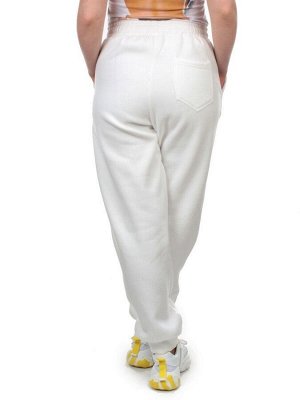 M075 WHITE Брюки спортивные женские на флисе (100% хлопок) 7986