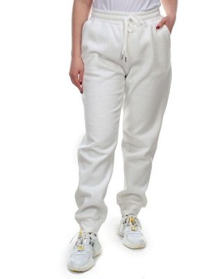 M075 WHITE Брюки спортивные женские на флисе (100% хлопок) 7986
