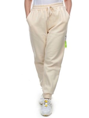 M067 BEIGE Брюки спортивные женские на флисе (100% хлопок) 7986