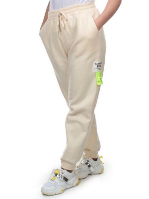 M067 BEIGE Брюки спортивные женские на флисе (100% хлопок) 7986