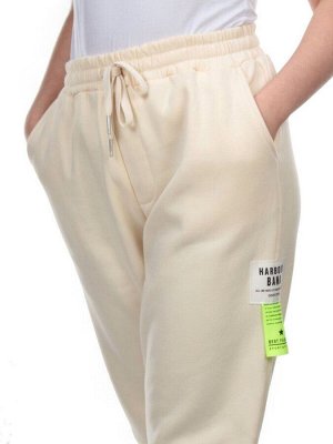 M067 BEIGE Брюки спортивные женские на флисе (100% хлопок) 7986