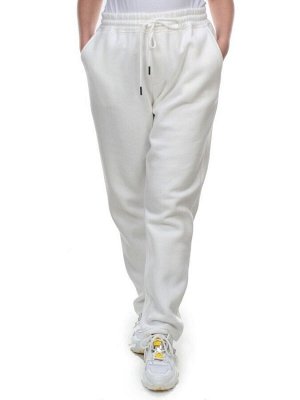 M045 WHITE Брюки спортивные женские на флисе (100% хлопок) 7986