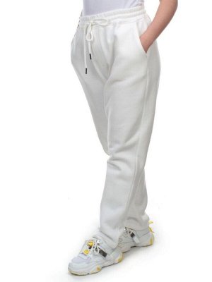 M045 WHITE Брюки спортивные женские на флисе (100% хлопок) 7986