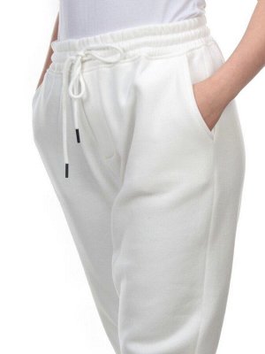M045 WHITE Брюки спортивные женские на флисе (100% хлопок) 7986
