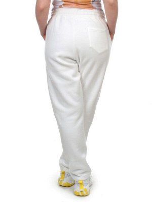M045 WHITE Брюки спортивные женские на флисе (100% хлопок) 7986