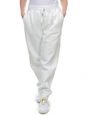 M061 WHITE Брюки спортивные женские на флисе (100% хлопок) 7986