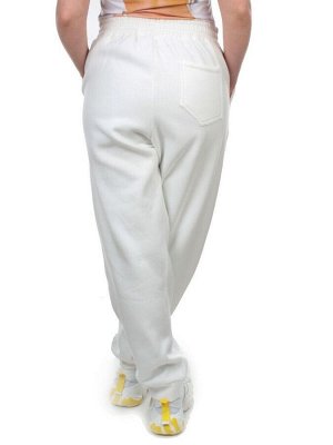 M061 WHITE Брюки спортивные женские на флисе (100% хлопок) 7986