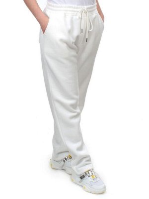 M055 WHITE Брюки спортивные женские на флисе (100% хлопок) 7986