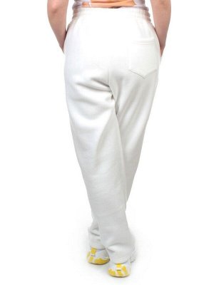 M055 WHITE Брюки спортивные женские на флисе (100% хлопок) 7986