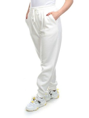 M077 WHITE Брюки спортивные женские на флисе (100% хлопок) 7986