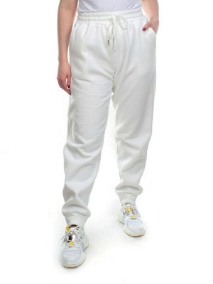 M077 WHITE Брюки спортивные женские на флисе (100% хлопок) 7986