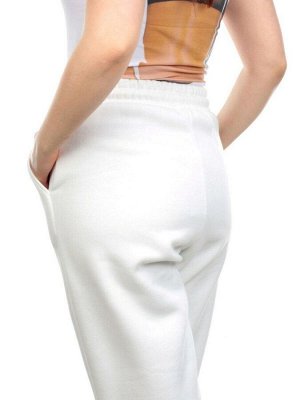 M031 WHITE Брюки спортивные женские на флисе (100% хлопок) 7986