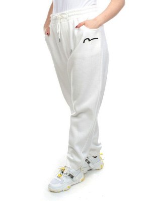 M029 WHITE Брюки спортивные женские на флисе (100% хлопок) 7986