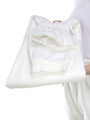 M029 WHITE Брюки спортивные женские на флисе (100% хлопок) 7986