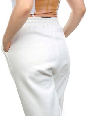 M053 WHITE Брюки спортивные женские на флисе (100% хлопок) 7986
