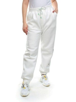M053 WHITE Брюки спортивные женские на флисе (100% хлопок) 7986