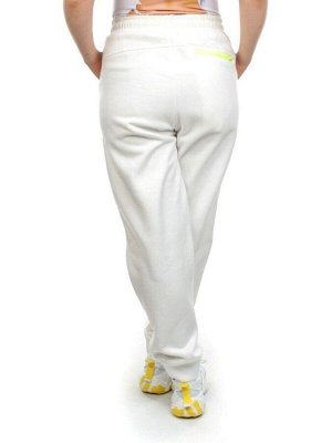 M073 WHITE Брюки спортивные женские на флисе (85% хлопок, 10% полиэстер, 5% спандекс) 7986