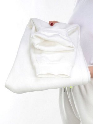 M051 WHITE Брюки спортивные женские на флисе (100% хлопок) 7986