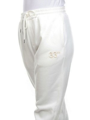 M039 WHITE Брюки спортивные женские на флисе (100% хлопок) 7986