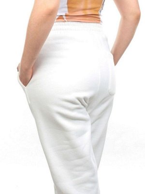 M039 WHITE Брюки спортивные женские на флисе (100% хлопок) 7986