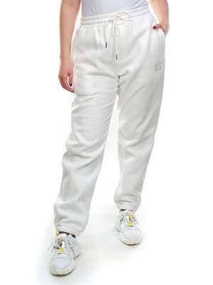 M039 WHITE Брюки спортивные женские на флисе (100% хлопок) 7986