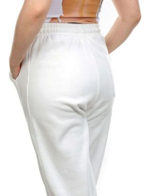 M037 WHITE Брюки спортивные женские на флисе (100% хлопок) 7986