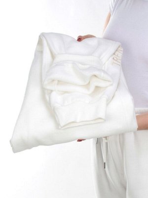M037 WHITE Брюки спортивные женские на флисе (100% хлопок) 7986