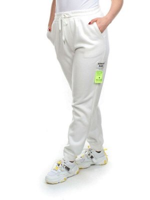 M067 WHITE Брюки спортивные женские на флисе (100% хлопок) 7986