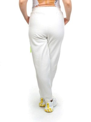 M067 WHITE Брюки спортивные женские на флисе (100% хлопок) 7986