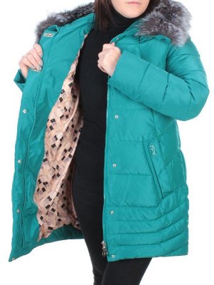 15-298 GREEN Пальто зимнее женское (200 гр. холлофайбера)