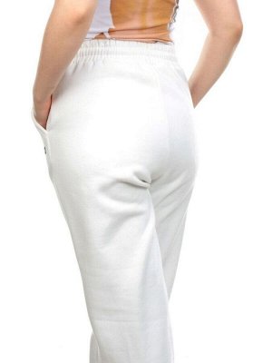 M071 WHITE Брюки спортивные женские на флисе (100% хлопок) 7986