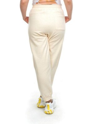 M037 BEIGE Брюки спортивные женские на флисе (100% хлопок) 7986