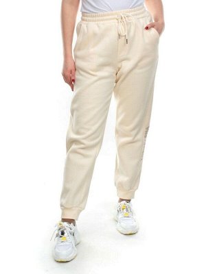 M037 BEIGE Брюки спортивные женские на флисе (100% хлопок) 7986
