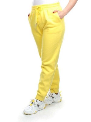 M057 YELLOW Брюки спортивные женские на флисе (100% хлопок) 7986