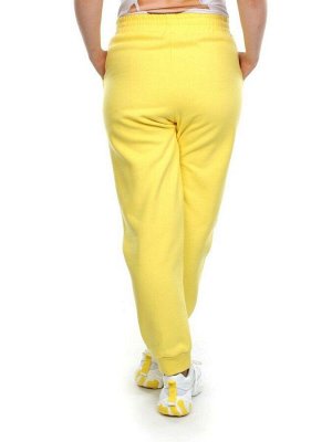 M057 YELLOW Брюки спортивные женские на флисе (100% хлопок) 7986