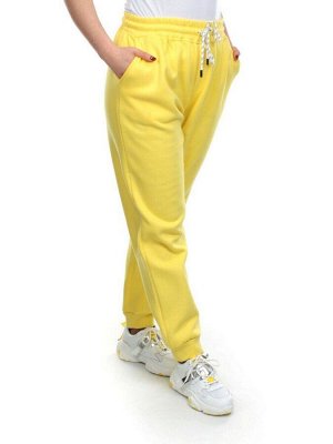 M053 YELLOW Брюки спортивные женские на флисе (100% хлопок) 7986