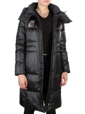 9110 BLACK Пальто зимнее женское FLOWERROVE (200 гр. холлофайбера)