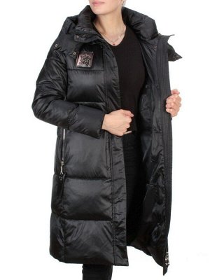 9110 BLACK Пальто зимнее женское FLOWERROVE (200 гр. холлофайбера)