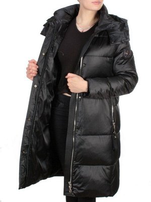9110 BLACK Пальто зимнее женское FLOWERROVE (200 гр. холлофайбера)