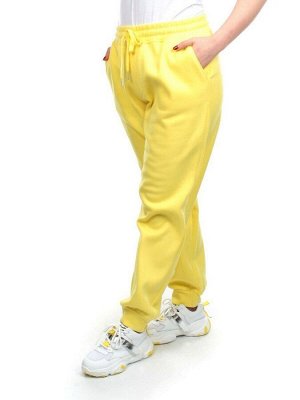 M049 YELLOW Брюки спортивные женские на флисе (100% хлопок) 7986