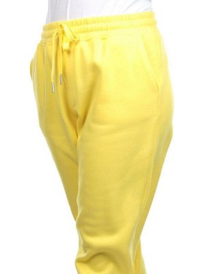M049 YELLOW Брюки спортивные женские на флисе (100% хлопок) 7986