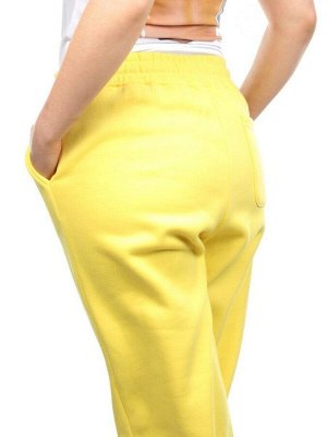 M049 YELLOW Брюки спортивные женские на флисе (100% хлопок) 7986