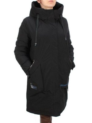 21-968 BLACK Пальто женское зимнее (200 гр. холлофайбера)