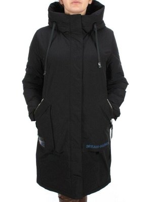 21-968 BLACK Пальто женское зимнее (200 гр. холлофайбера)