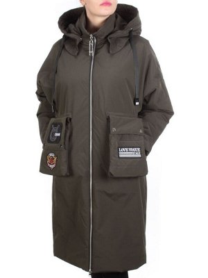 ZW-2306-C SWAMP COLOR Пальто демисезонное женское (100 гр. синтепон) BLACK LEOPARD
