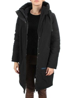 21-968 BLACK Пальто женское зимнее (200 гр. холлофайбера)